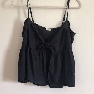 John Galt Black Tie Front Tank Top